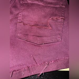 American Eagle Outfitters Women's Burgundy Jean Shorts Size 8